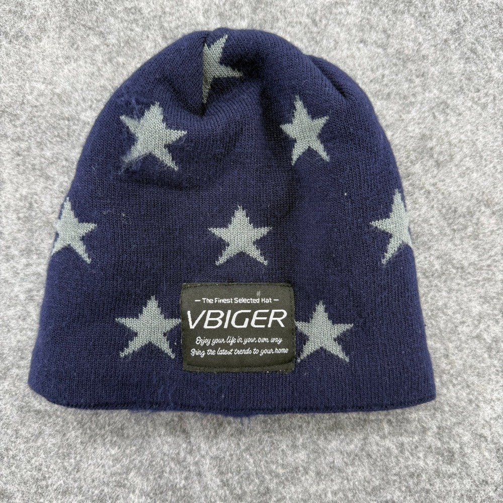 VBIGER Beanie Hat Unisex One Size Navy Blue Star Print Fleece Lined Knit Cap